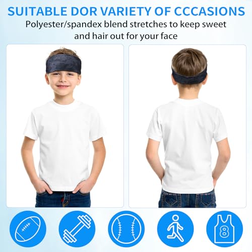Vigorous Style Kids Athletic Sweatbands Headbands - 8 Pack, Breathable & Sweat-Wicking