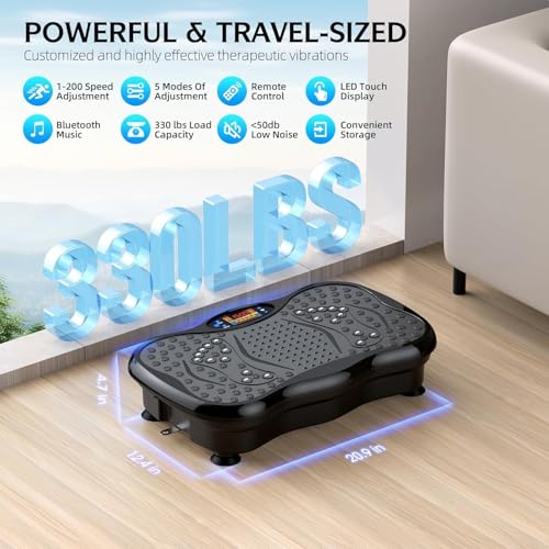 GMCXAX Black Vibration Plate Exercise Machine for Weight Loss & Muscle Recovery