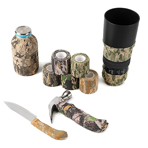 Camouflage Self-Adherent Bandage Wrap 12 Rolls - Green Military Camo Tape