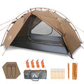 Night Cat 2 Person Backpacking Tent with Aluminum Poles, Khaki, Waterproof, Fast Setup