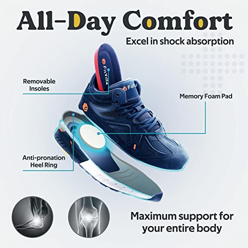FitVille Men's Wide High-Top Basketball Shoes for Flat Feet 10.5 X-Wide Majolica Blue