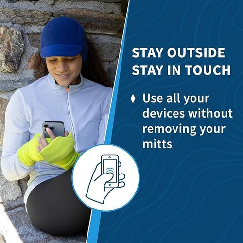 TrailHeads Women’s Fingerless Mittens - Lightweight Convertible Running Mitten - Hi Vis, Small/Medium
