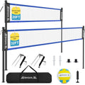 BAGAIL Outdoor Volleyball Net Set 20FT & 32FT Blue Portable Volleyball Nets