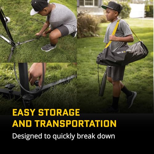 SKLZ Hit-A-Way Youth Baseball Swing Trainer - Portable Solo Batting Practice with Stand, Tethered Ball, Adjustable for Ages 13 & Under