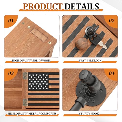 DoubleFill Police Gear Rack with Vest Hanger and Locking Gun Storage - Walnut / Lockers