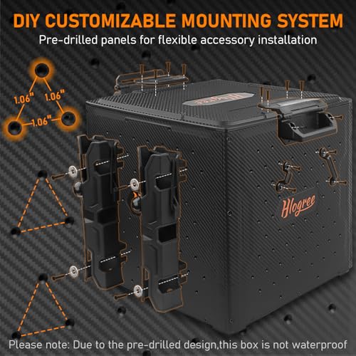 Kayak Fishing Crate with 4 Rod Holders - 13x13x13 Inch, Durable Storage Container