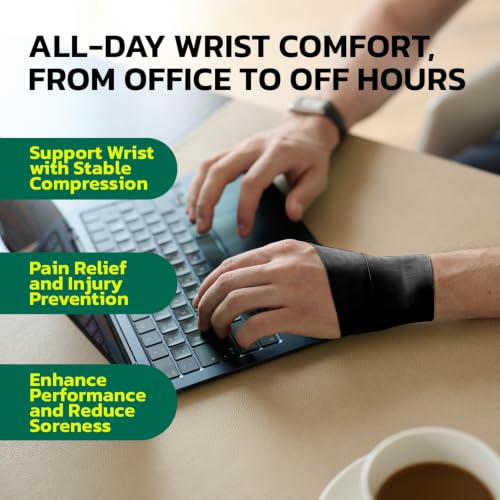 Support Wrist Brace for Carpal Tunnel Tendonitis Pain Relief Black - Reinforced