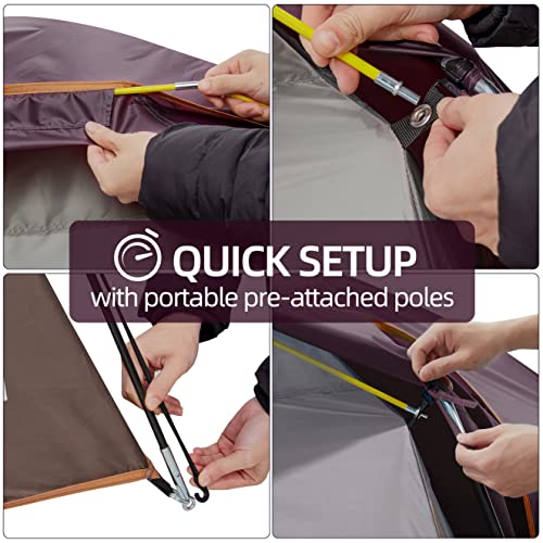 Camel Crown 4-Person Waterproof Camping Tent - Quick Setup, Wine Red