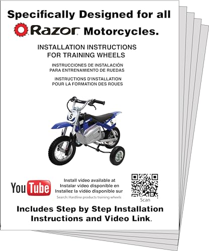 Hardline Products Adjustable Height Training Wheels for Razor MX 125 350 400 450 500 650 Electric Motorcycle - Razor MX Bikes