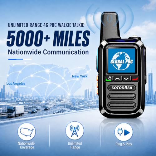 4 Pack Cellular Walkie Talkies with SIM Card Unlimited Range 4G LTE POC Radios