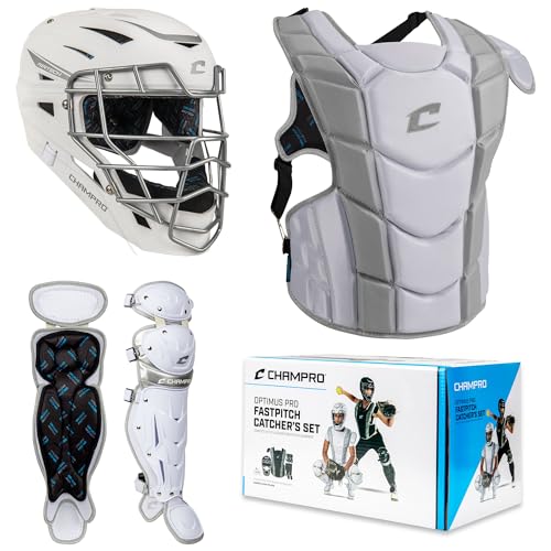 Champro Optimus Pro Fastpitch Catcher's Kit White Ages 9-12 - Baseball Gear