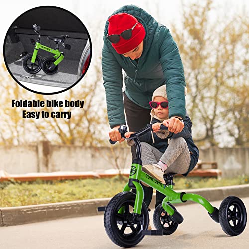 Kids 3-in-1 Foldable Tricycle & Balance Bike for Toddlers 2-5, Green