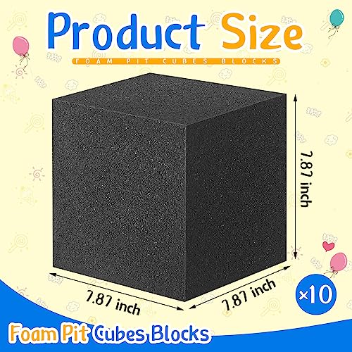 10 Pieces Foam Pit Blocks for Gymnastics, Trampolines & Extreme Sports - 8x8x8 Inch