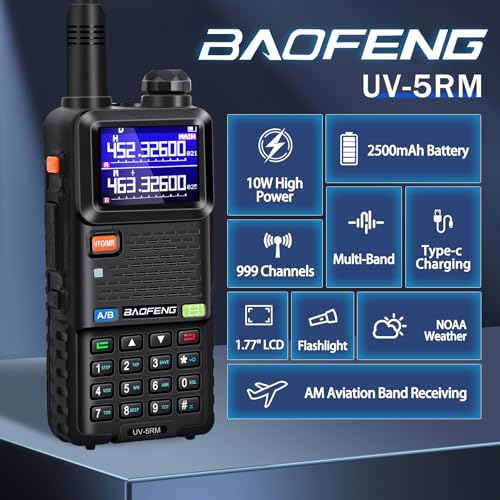 BAOFENG UV-5RM Ham Radio Handheld Two-Way Radio 10W Long Range 2 Pack