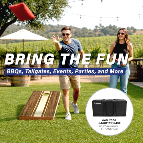 Walnut Cornhole Boards Set - Regulation Size 4x2 ft Wooden Lawn Game