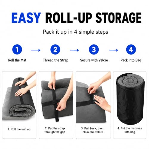 Twin Foam Camping Mattress 30D High-Density Support with Travel Bag