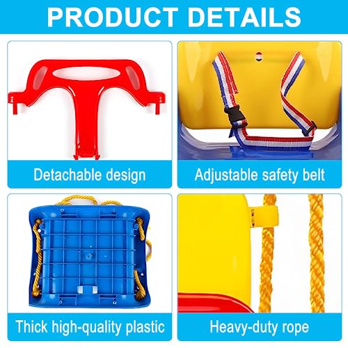 Blue Foldable Toddler Swing Set for Indoor & Outdoor Use with Safety Belt & Space-Saving Design