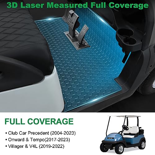 Golf Cart Floor Mat Anti-Slip Hexagonal Pattern Black Trim for Club Car Precedent & Onward