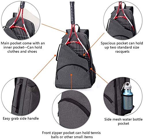 QCWN Tennis Bag，Tennis Backpacks & Pickleball Bags for Men, Women & Kids，Tennis Racket Backpack/Bags to Hold 1 or 2 Racket Sport,Raquet Carrier for Balls, Pickleball Paddles, Badminton Rackets.