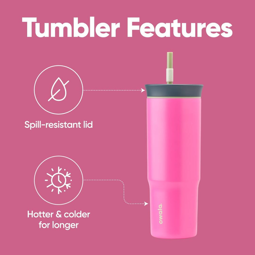 Owala Stainless Steel Travel Tumbler - Triple Layer Insulation, Spill Resistant Lid & Straw, 24 oz, Watermelon Breeze