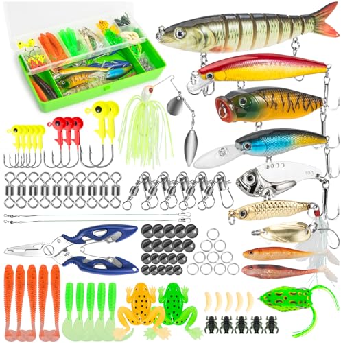 92Pcs Complete Fishing Tackle Kit with Lures, Hooks, Weights & Tackle Box