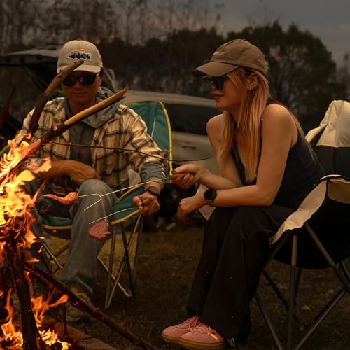 Oversized Camping Chair for Adults - Heavy Duty Folding Lounge Chair with Cup Holders & Storage - Black Variation