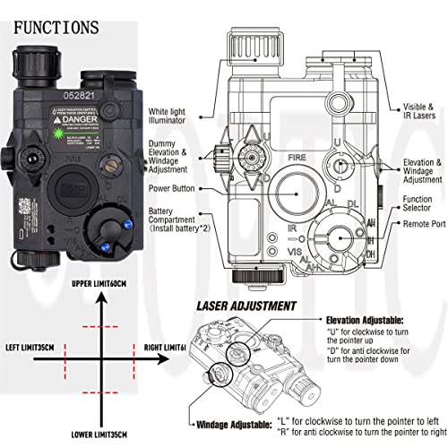 Black Airsoft PEQ 15 IR & Green Laser Sight with White LED Flashlight for AEG GBB CQB