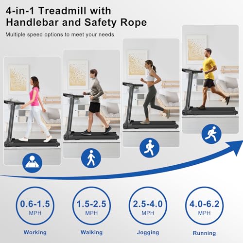 Foldable Home Treadmill with Handle Bar, LED Display & Quiet Motor - Compact Exercise Machine