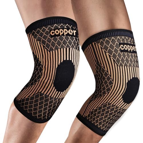 Skiennix Knee Brace - Copper Compression Sleeve for Pain Relief | Men & Women | Large Size