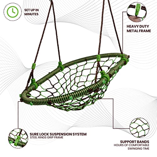 Swurfer Woval Web Tree Swing for Kids - Adjustable Indoor & Outdoor Swing with Heavy Duty Frame, 500lbs Capacity