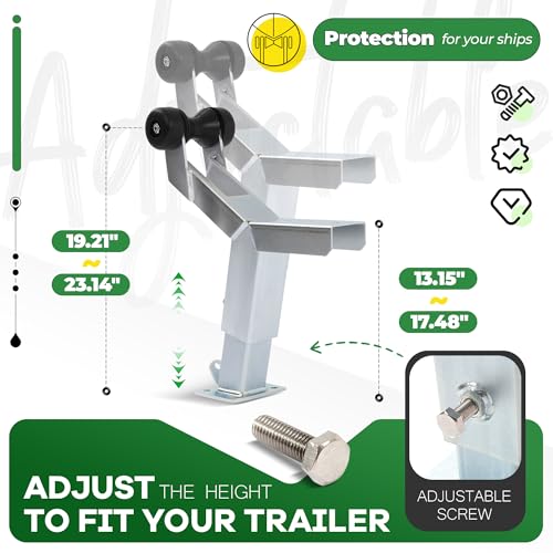 Boat Trailer Winch Stand with Adjustable Height & Trailer Rollers - Heavy Duty Steel