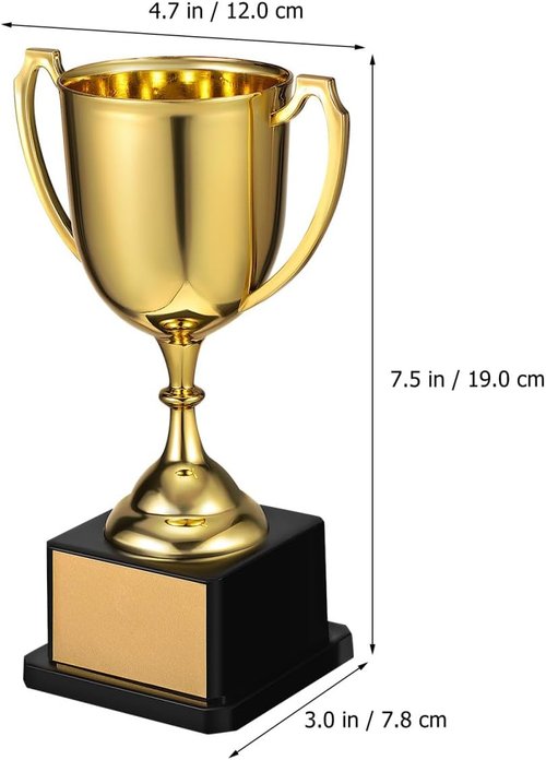 BESPORTBLE Gold Trophy Cup - Plastic Award for Sports Competitions & Team Recognition | Square Base