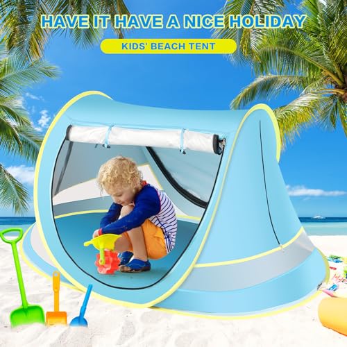 Blue Baby Beach Tent Pop-Up Toddler Sun Shade for Camping & Beach Trips