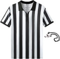Shinestone Referee Shirt, Referee Costume Shirt for Womens and Mens, Zipper Neck Umpire Jersey for Sports and Christmas