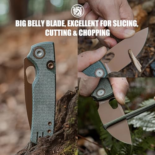 Vosteed Porcupine EDC Pocket Knife Green Copper Dune 2.99" Blade Locking Folding Knife