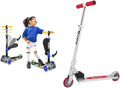 Hurtle Kids Scooter - Adjustable Height 3-Wheel Kick Scooter with Foldable Seat & Flashing Lights | For Ages 1-12