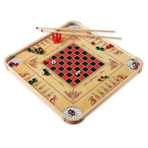 Carrom Board Game Set - Large Family Game Table with 85+ Games, Durable Wood Frame