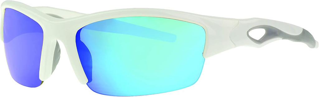 Rawlings Youth Baseball Sunglasses - Shiny White, 64mm | Perfect for Swing and Hit Performance
