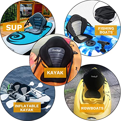 2 Pack Kayak Seat Cushions with Back Support and Waterproof Storage Bag - PenBan Deluxe