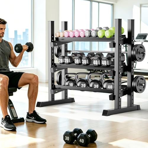 3-Tier Dumbbell Rack with 1500LB Capacity - Adjustable Weight Storage for Home Gym