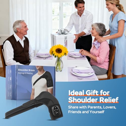 GINEKOO Left Red Light Heated Shoulder Wrap with Massage for Rotator Cuff Pain