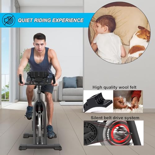 GOFLYSHINE Black Stationary Exercise Bike with LCD Monitor & Adjustable Seat