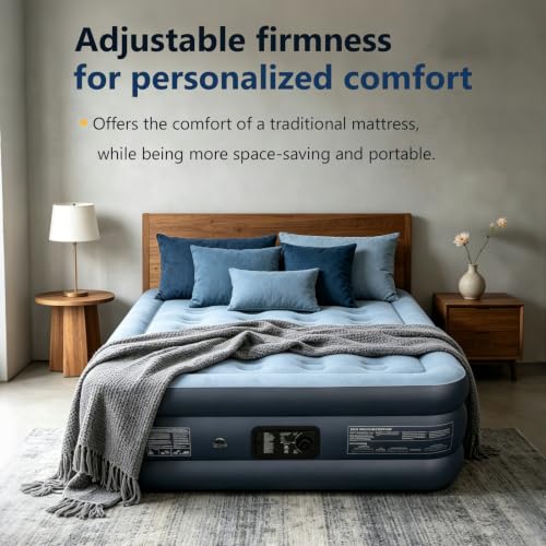 Full Size Air Bed with Built-in Pump - 600 lbs Capacity, Portable, Comfortable
