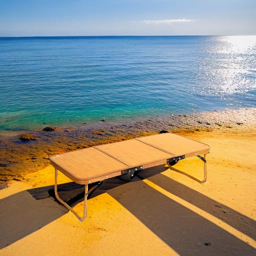 Portable Camping Table Ultralight Foldable 35x16 in with Bamboo Pattern, Outdoor Picnic & Hiking