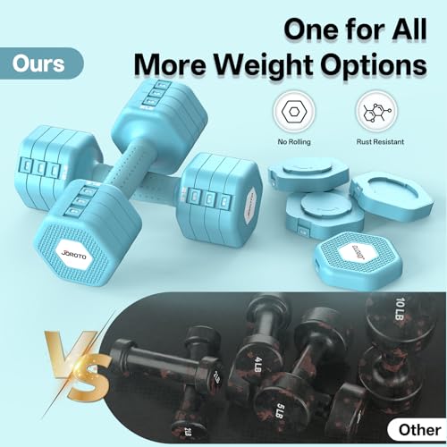 Adjustable Dumbbell Set 16LBS C-Blue Pair - 1S Quick Lock Home Gym Weights