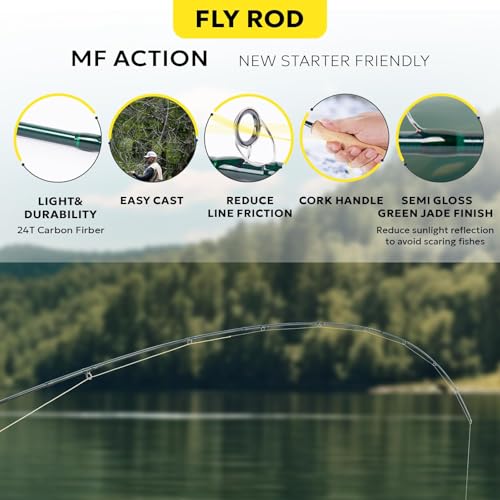 Emerald Green SF 9' 7WT Fly Fishing Rod Combo with Reel & Accessories, Ambidextrous