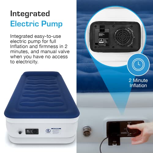 Twin Air Mattress with Built-in Pump & Raised Pillow - Luxury Version