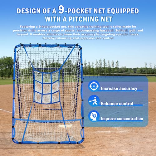 6FT x 4FT Baseball & Softball Rebounder Net with 3 Modes - Practice Equipment