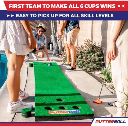 PutterBall Original Golf Putting Game Set - 12ft Backyard Green with 2 Putters & Balls