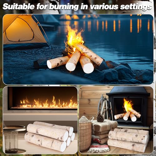 Large Birch Logs for Fireplace & Decor - 5 Pack, 3-4 Inch Diameter